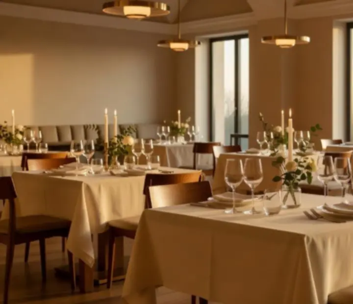Elegancka sala restauracyjna przygotowana na luksusowe wydarzenie w Velastrelio